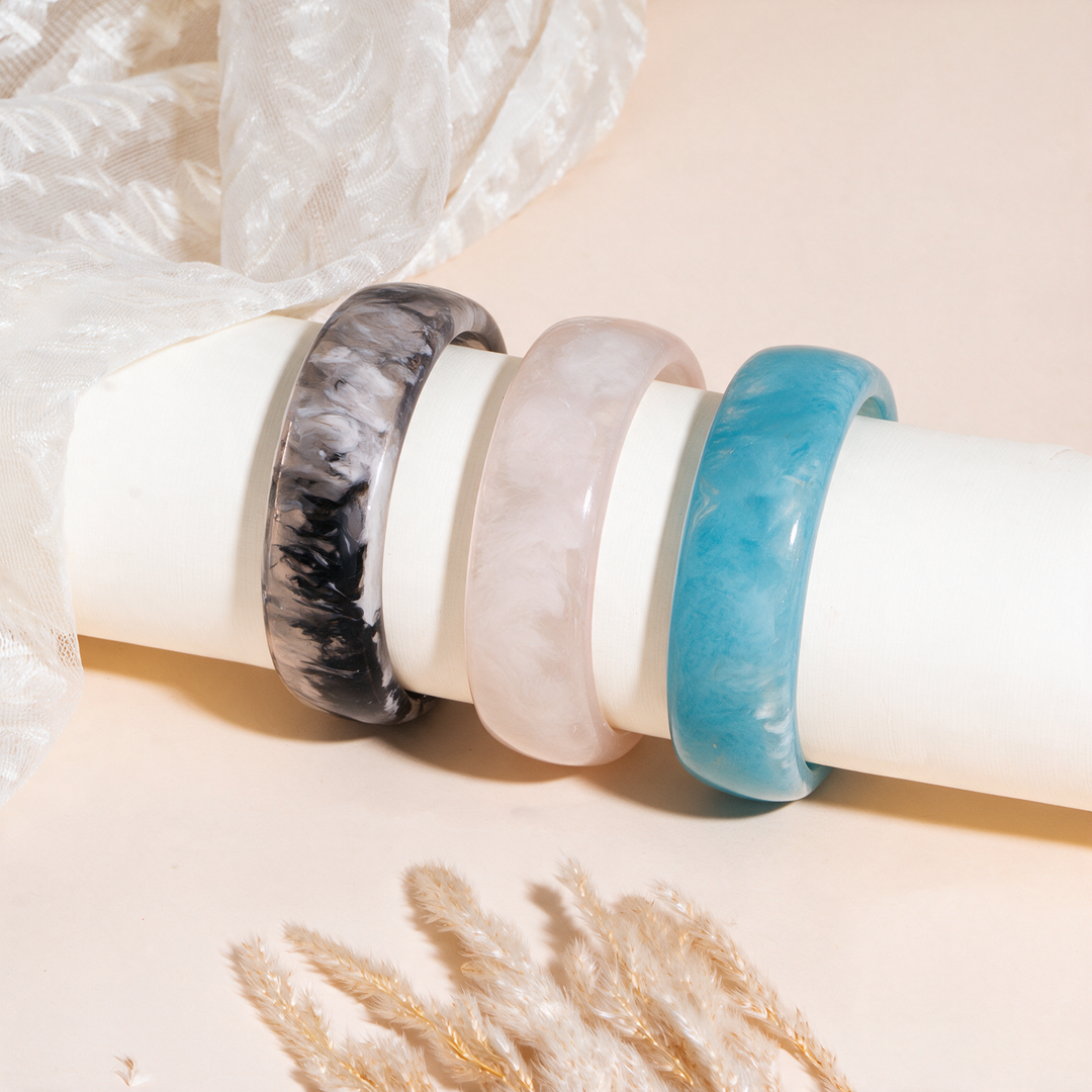 Coastal Marble Pack of 3 Bangle Set