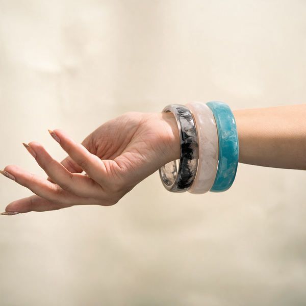 Coastal Marble Pack of 3 Bangle Set