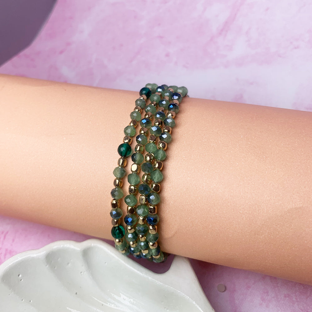 Set of 4 Azure Crystal Gemstone Bracelet - Salty Accessories