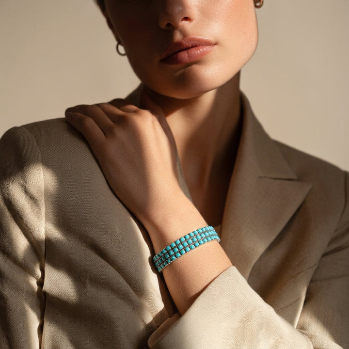Set of 4 Blue Ivory Stretchable Band