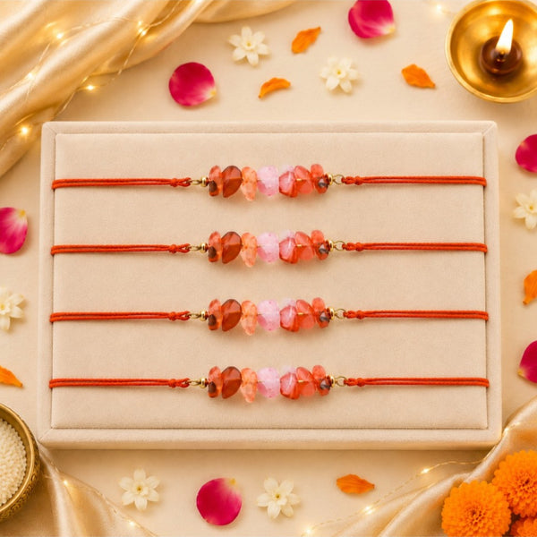 Amethyst Healing Stone Designer Thread Rakhi - Pack of 4