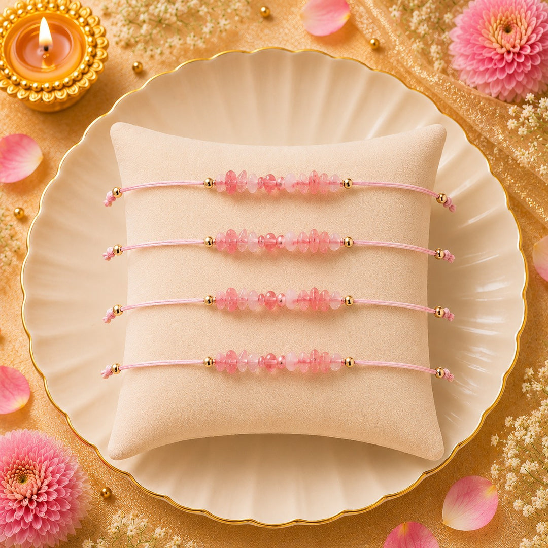 Amethyst Healing Stone Designer Thread Rakhi - Pack of 4