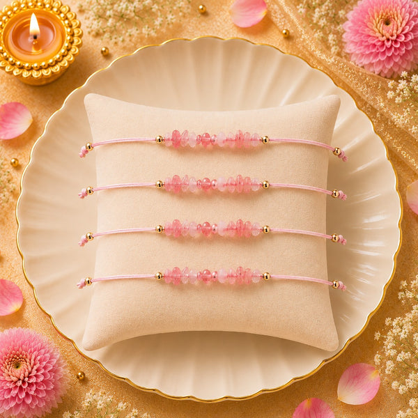 Amethyst Healing Stone Designer Thread Rakhi - Pack of 4