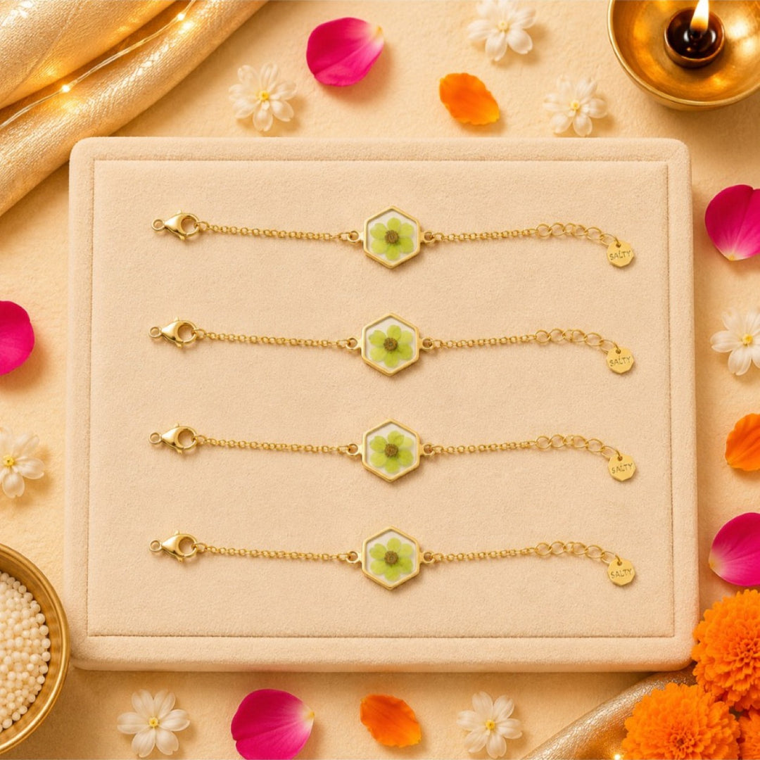 Handcrafted Luminescent Resin Rakhi for Brother - Pack of 4
