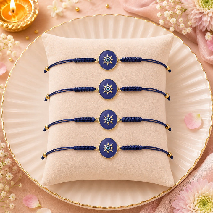Evil Eye Protector Designer Thread Rakhi For Brother - Pack of 4
