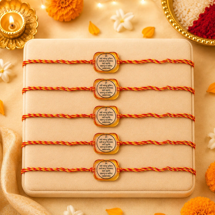 Resin Gold Exquisite Designer (Shlok) Rakhi - Pack of 5
