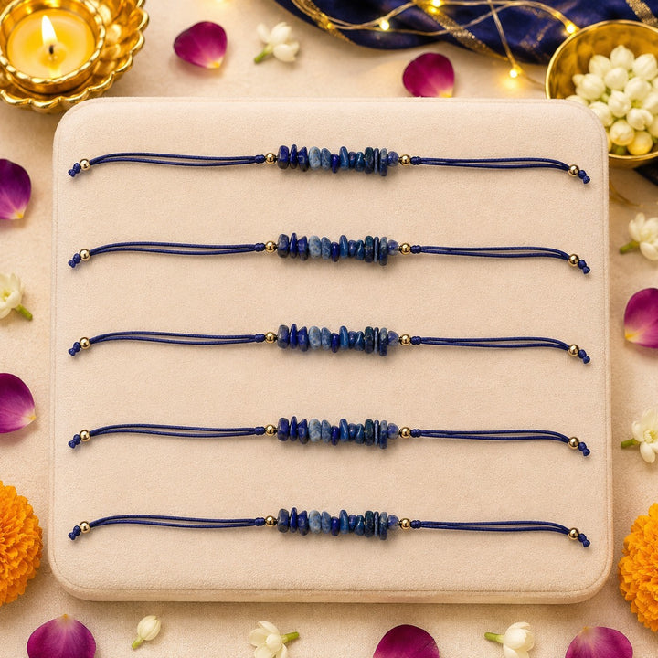 Amethyst Healing Stone Designer Thread Rakhi - Pack of 5