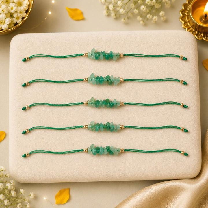 Amethyst Healing Stone Designer Thread Rakhi - Pack of 5