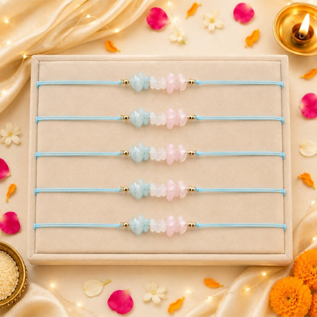 Amethyst Healing Stone Designer Thread Rakhi - Pack of 5