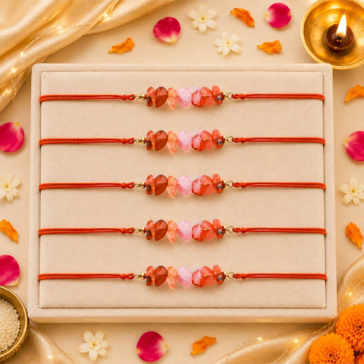 Amethyst Healing Stone Designer Thread Rakhi - Pack of 5