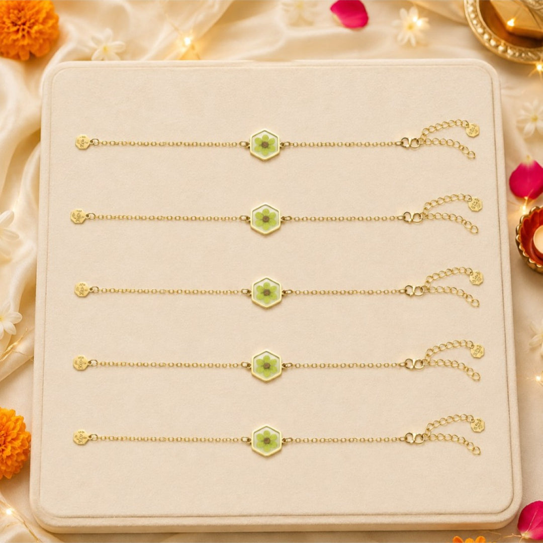 Handcrafted Luminescent Resin Rakhi for Brother - Pack of 5