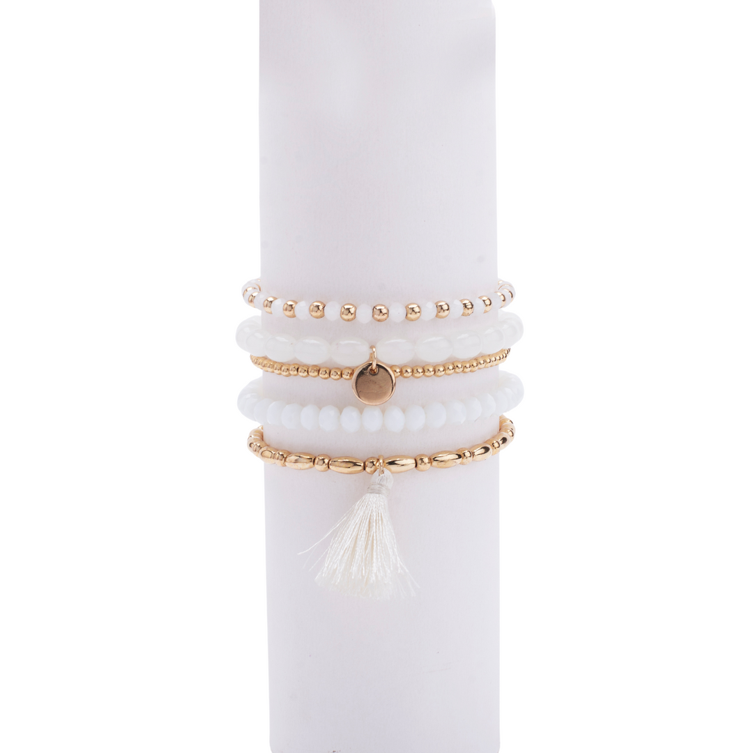 Ivory & Gold Twilight Set of 5 Bracelet