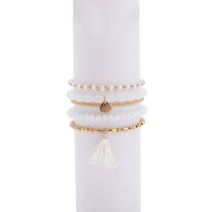 Ivory & Gold Twilight Set of 5 Bracelet - Salty Accessories