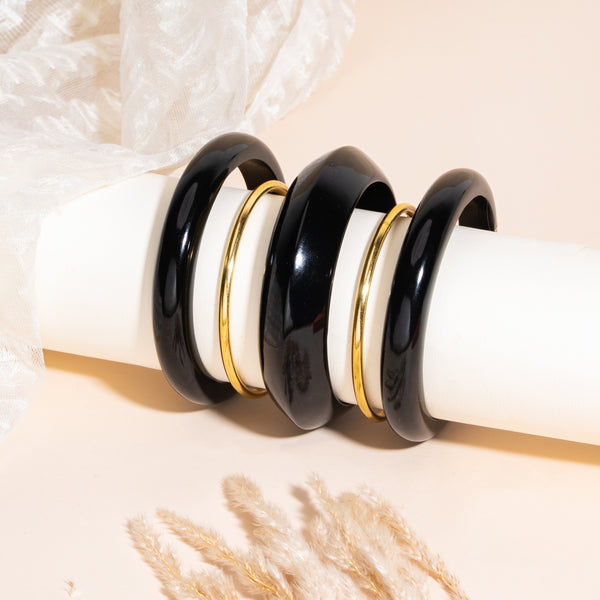 Noir Halo Resin Bracelet Stack Set of 5