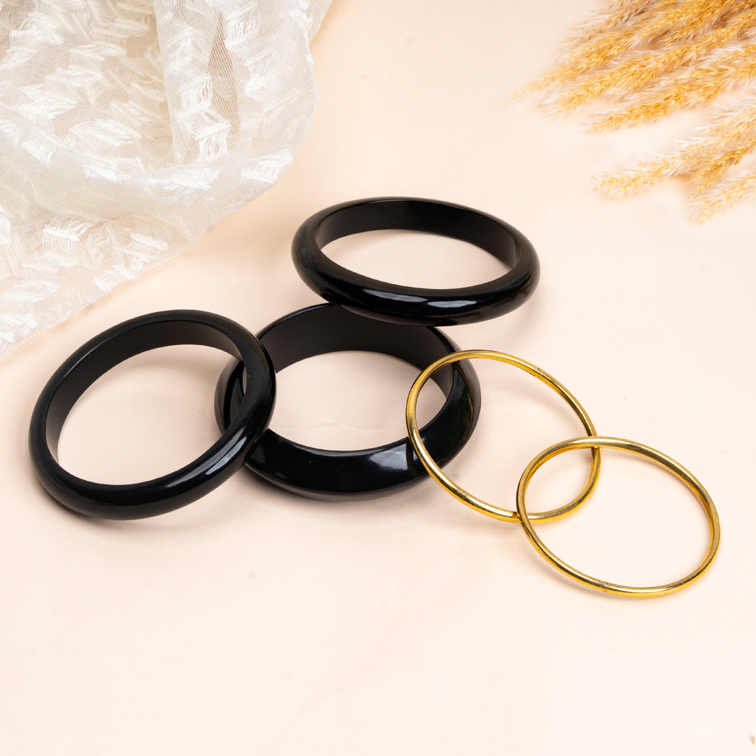 Noir Halo Resin Bracelet Stack Set of 5