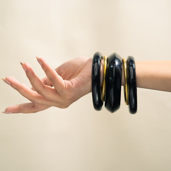 Noir Halo Resin Bracelet Stack Set of 5