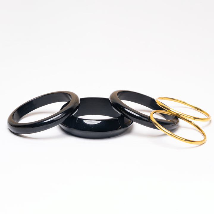 Noir Halo Resin Bracelet Stack Set of 5