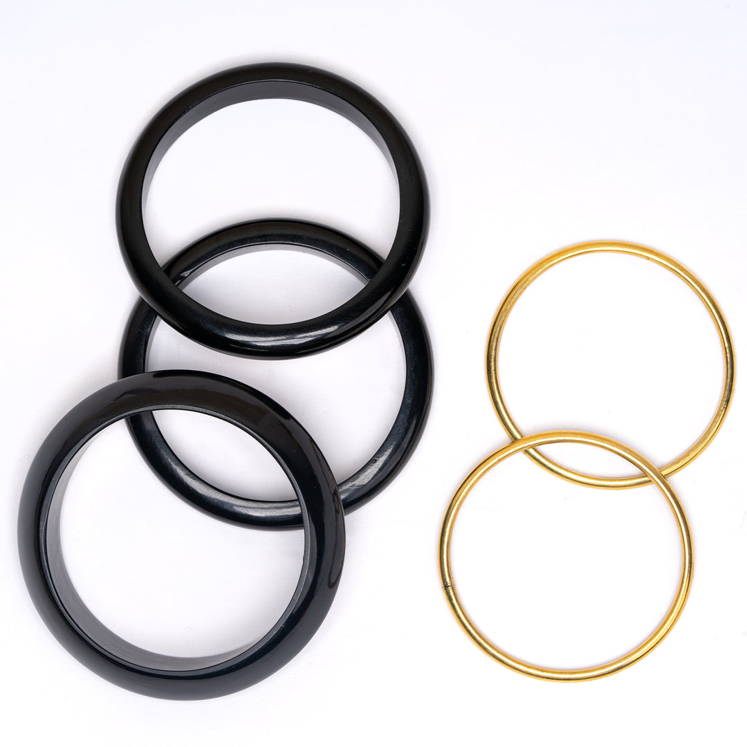 Noir Halo Resin Bracelet Stack Set of 5