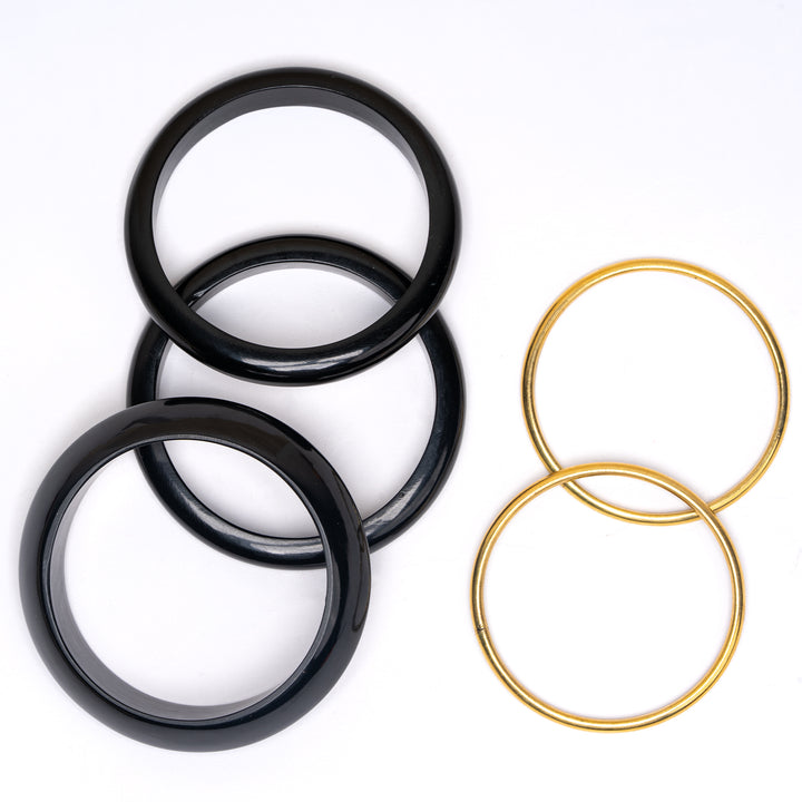 Noir Halo Resin Bracelet Stack Set of 5