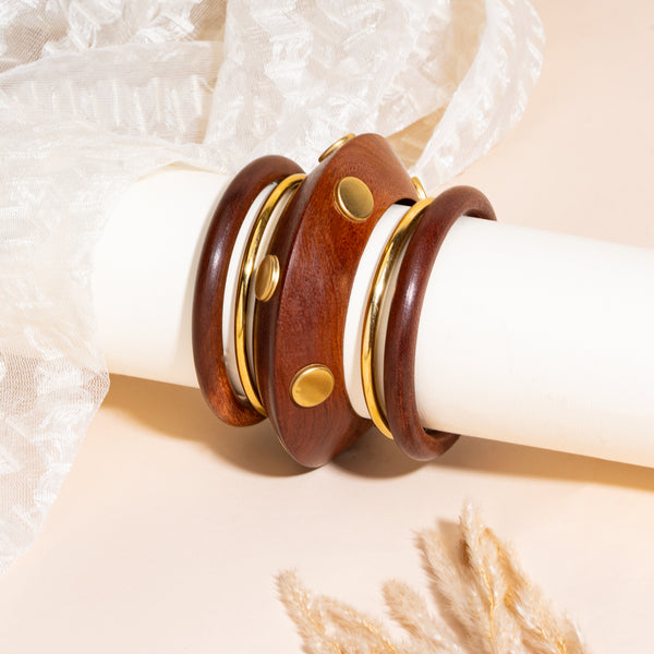 Heritage Ember Wooden Bracelet Stack Set of 5