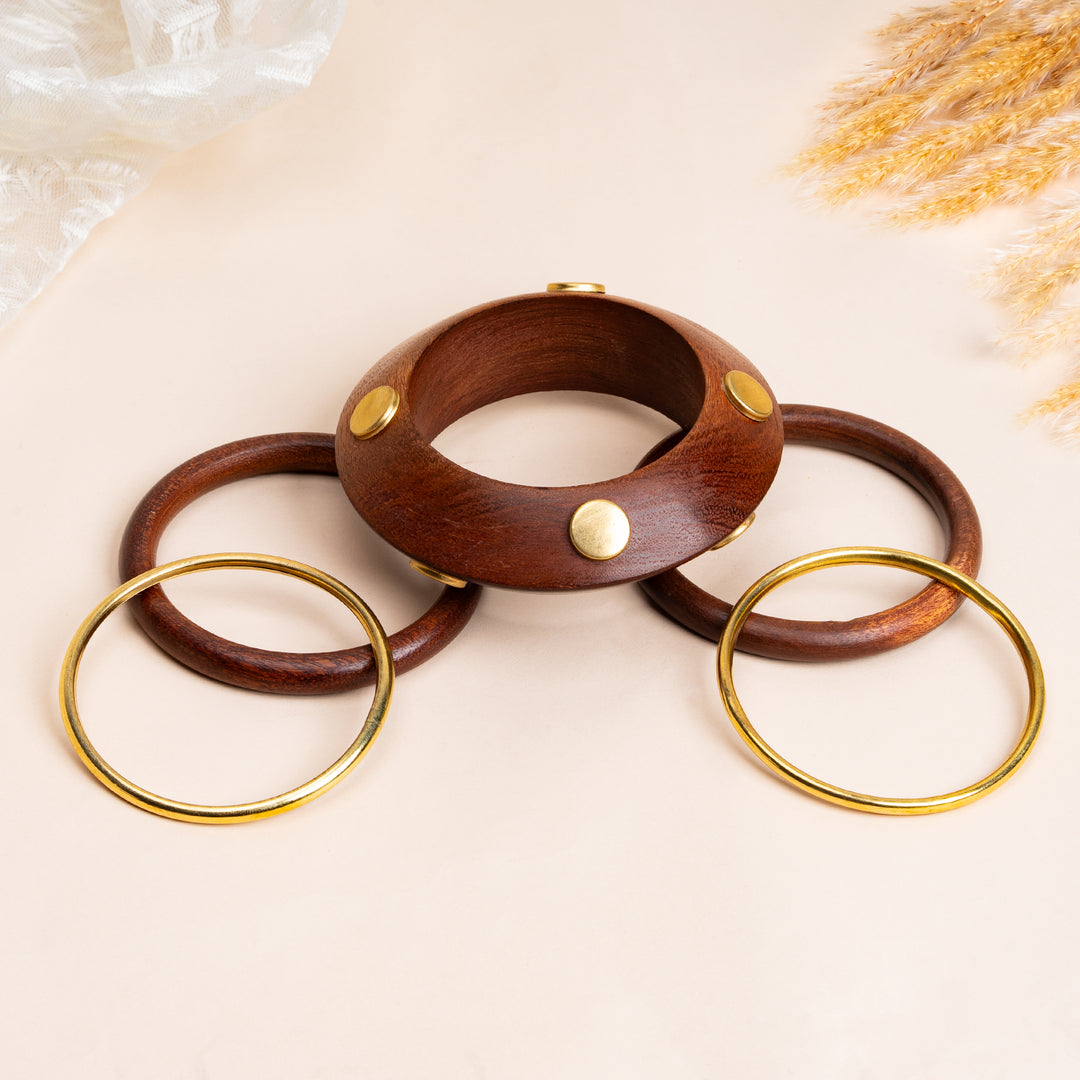 Heritage Ember Wooden Bracelet Stack Set of 5