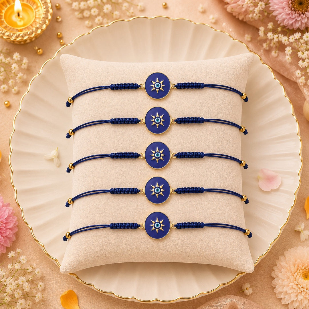 Evil Eye Protector Designer Thread Rakhi For Brother - Pack of 5