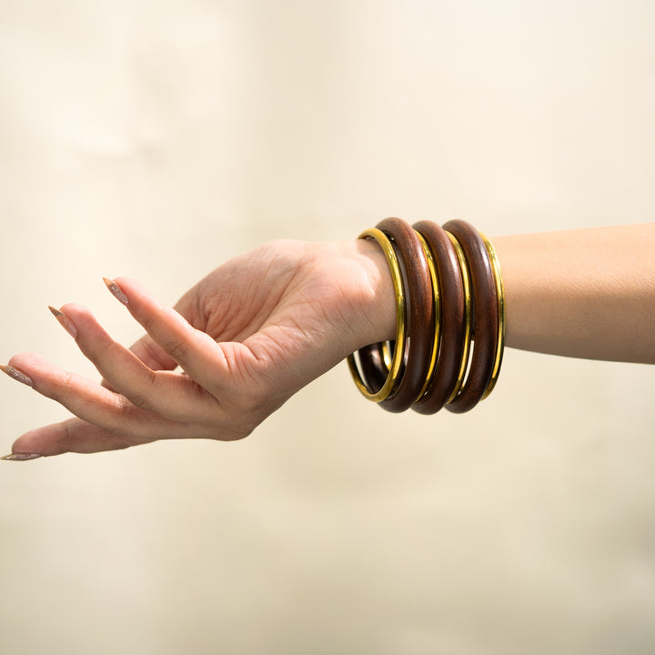 Heritage Terra Wooden Bracelet Stack Set of 7