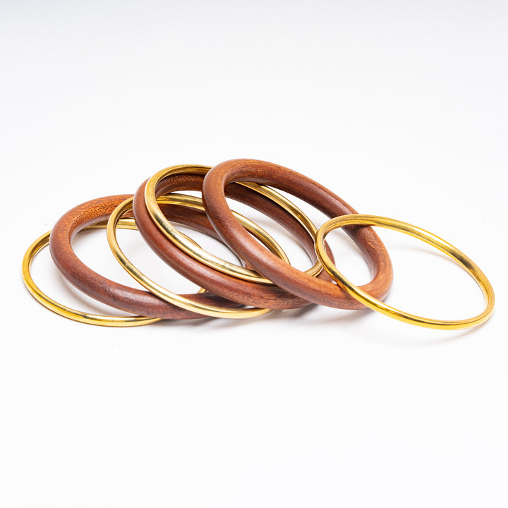 Heritage Terra Wooden Bracelet Stack Set of 7