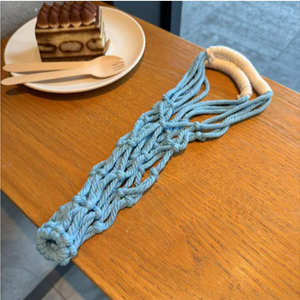 Macramé Coffee Holder Bag - Light Bue