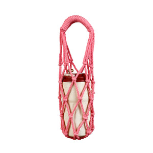 Macramé Bottle Holder Bag - Pink