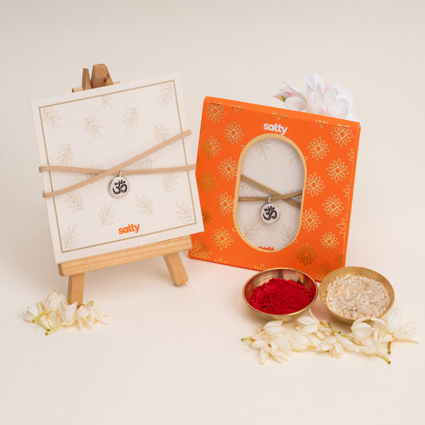 Om Shahi Brown, Gold & Orange Raksha Bandhan Rakhi for Brother