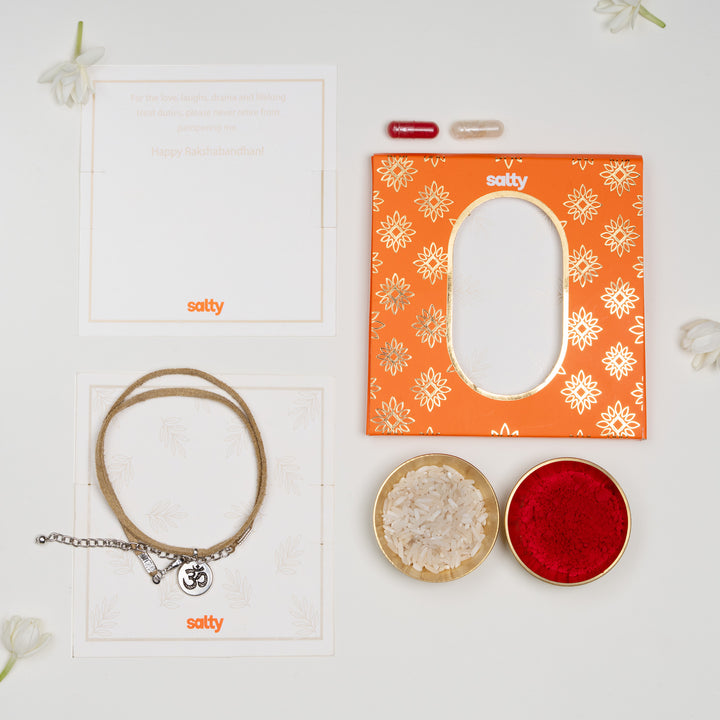 Om Shahi Brown, Gold &amp; Orange Raksha Bandhan Rakhi for Brother