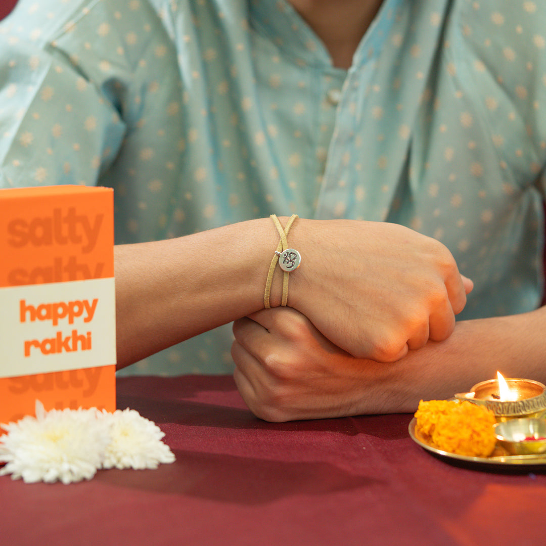 Om Shahi Brown, Gold &amp; Orange Raksha Bandhan Rakhi for Brother