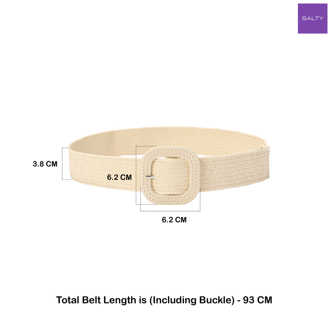Champagne Woven Straw Belt for Women