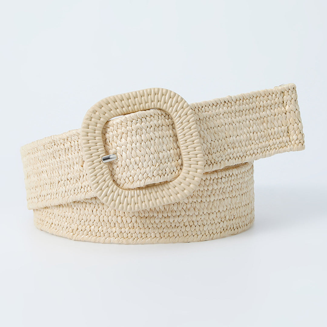 Champagne Woven Straw Belt for Women