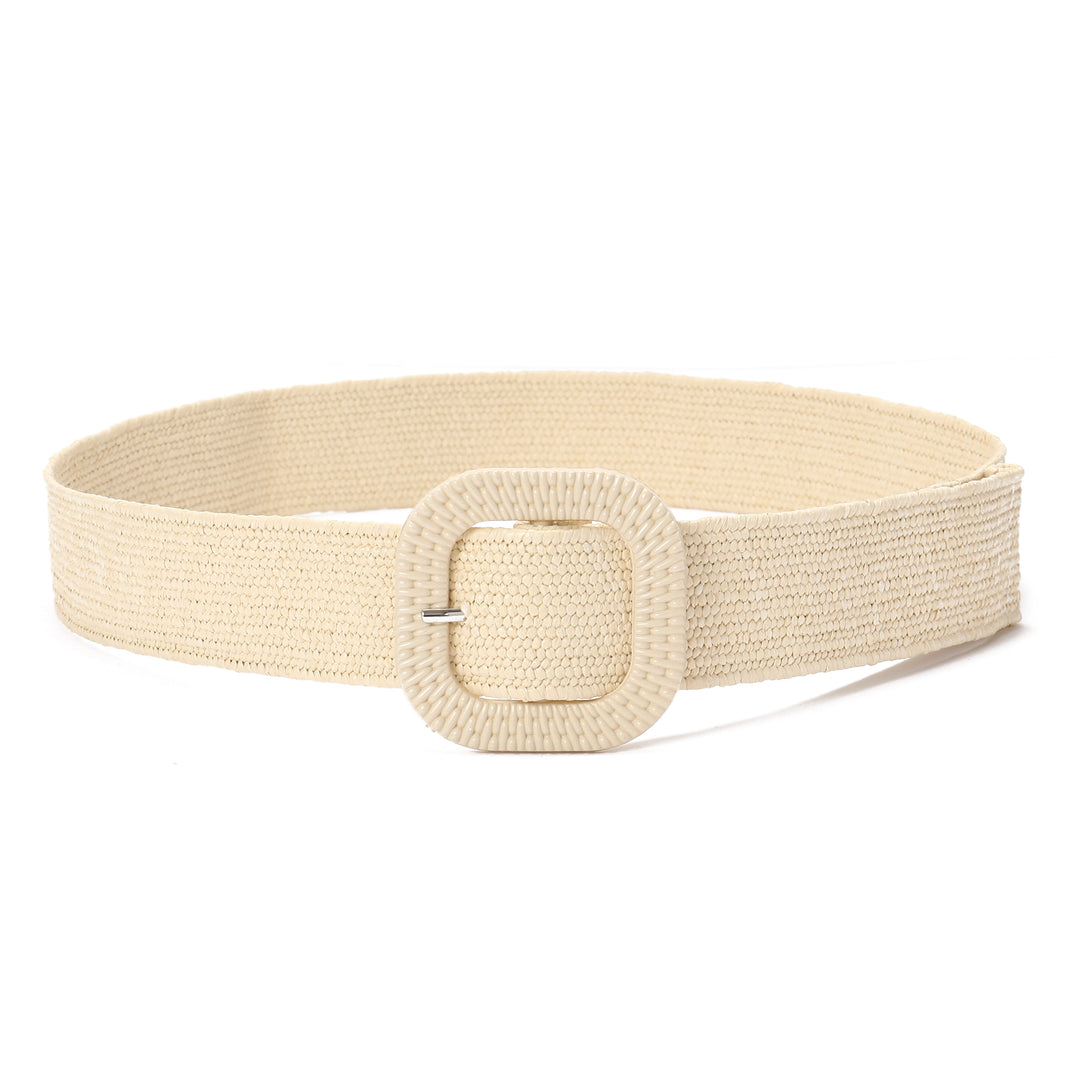 Champagne Woven Straw Belt for Women