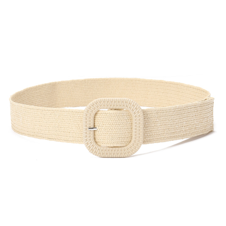 Champagne Woven Straw Belt for Women