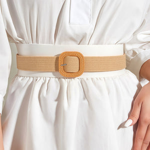 Maple Glaze Woven Straw Belt for Women