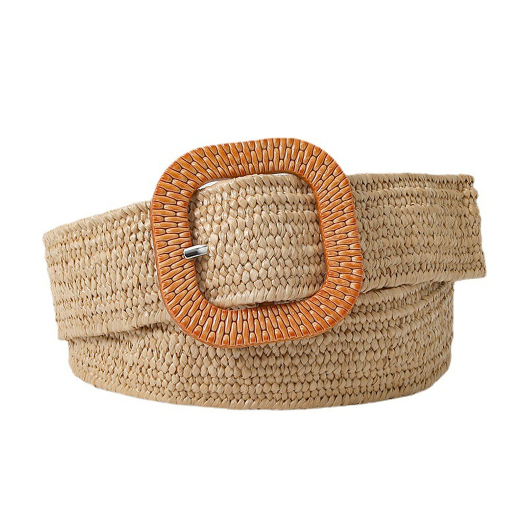 Maple Glaze Woven Straw Belt for Women