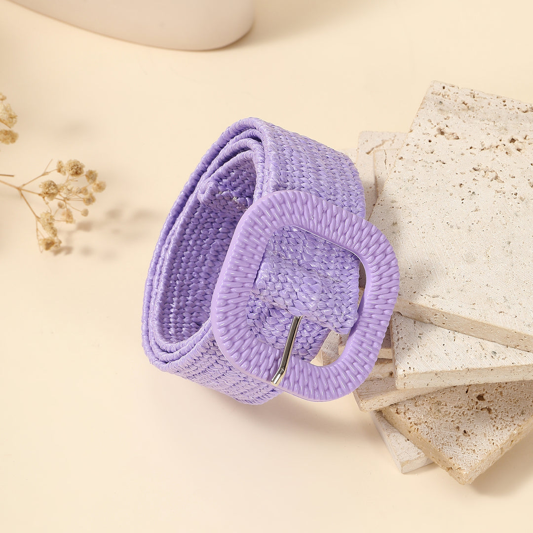 Mulberry Crush Woven Straw Belt for Women