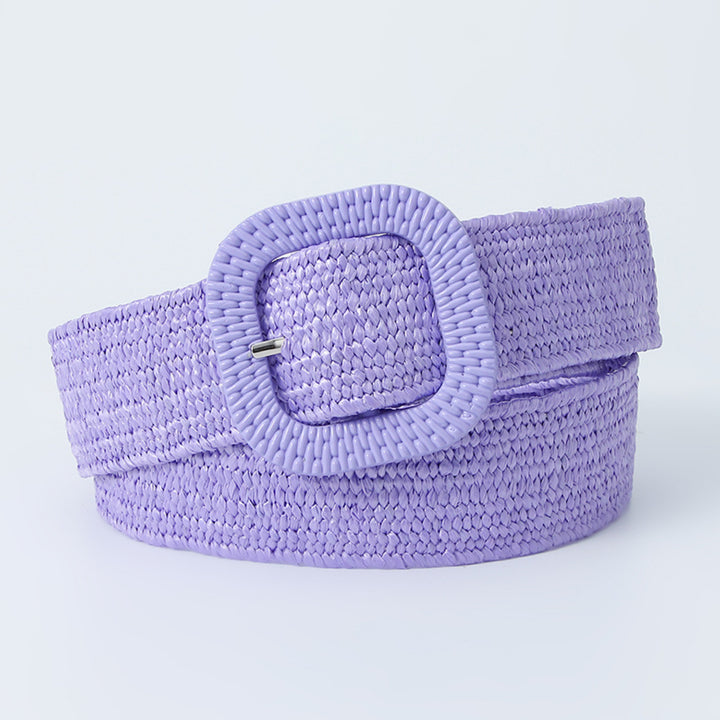 Mulberry Crush Woven Straw Belt for Women