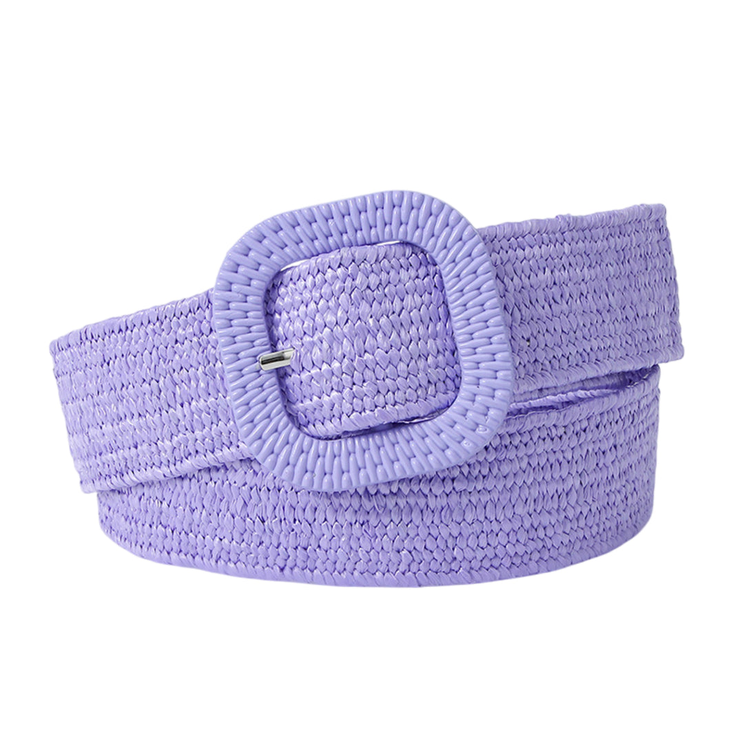 Mulberry Crush Woven Straw Belt for Women
