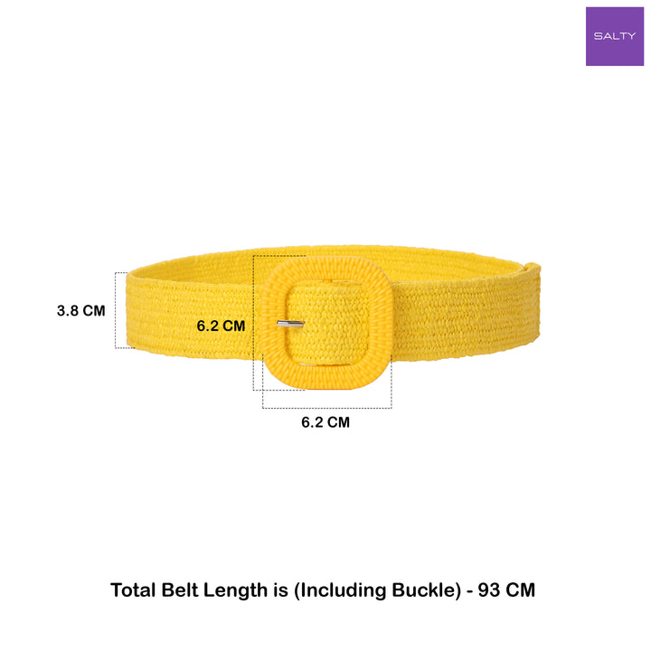 Butterscotch Drizzle Woven Straw Belt for Women