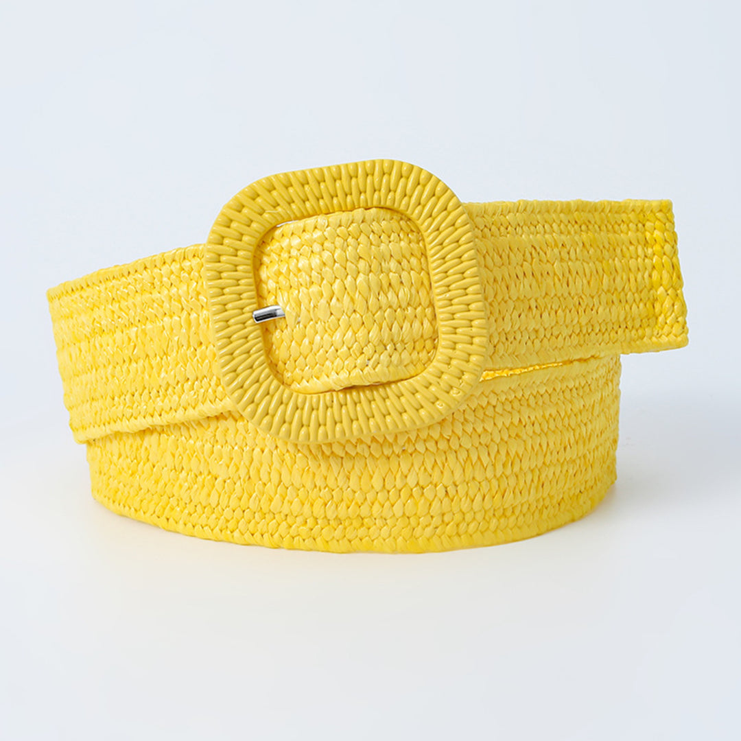 Butterscotch Drizzle Woven Straw Belt for Women