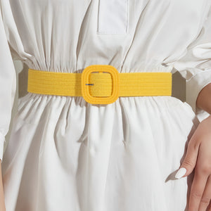 Butterscotch Drizzle Woven Straw Belt for Women