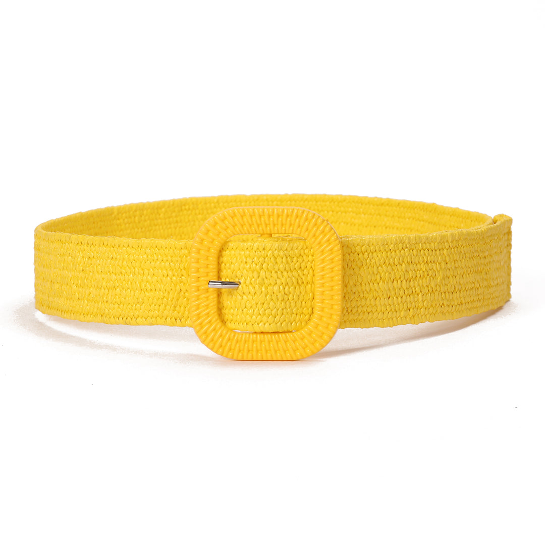 Butterscotch Drizzle Woven Straw Belt for Women