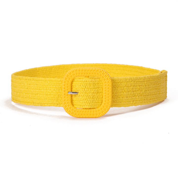 Butterscotch Drizzle Woven Straw Belt for Women
