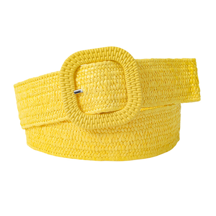 Butterscotch Drizzle Woven Straw Belt for Women