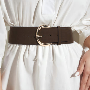Coffee Suede Wide Belt