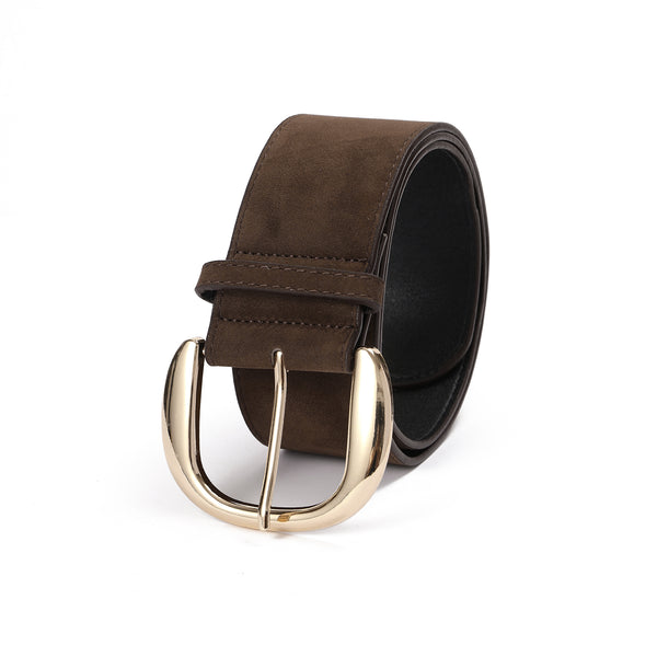 Coffee Suede Wide Belt